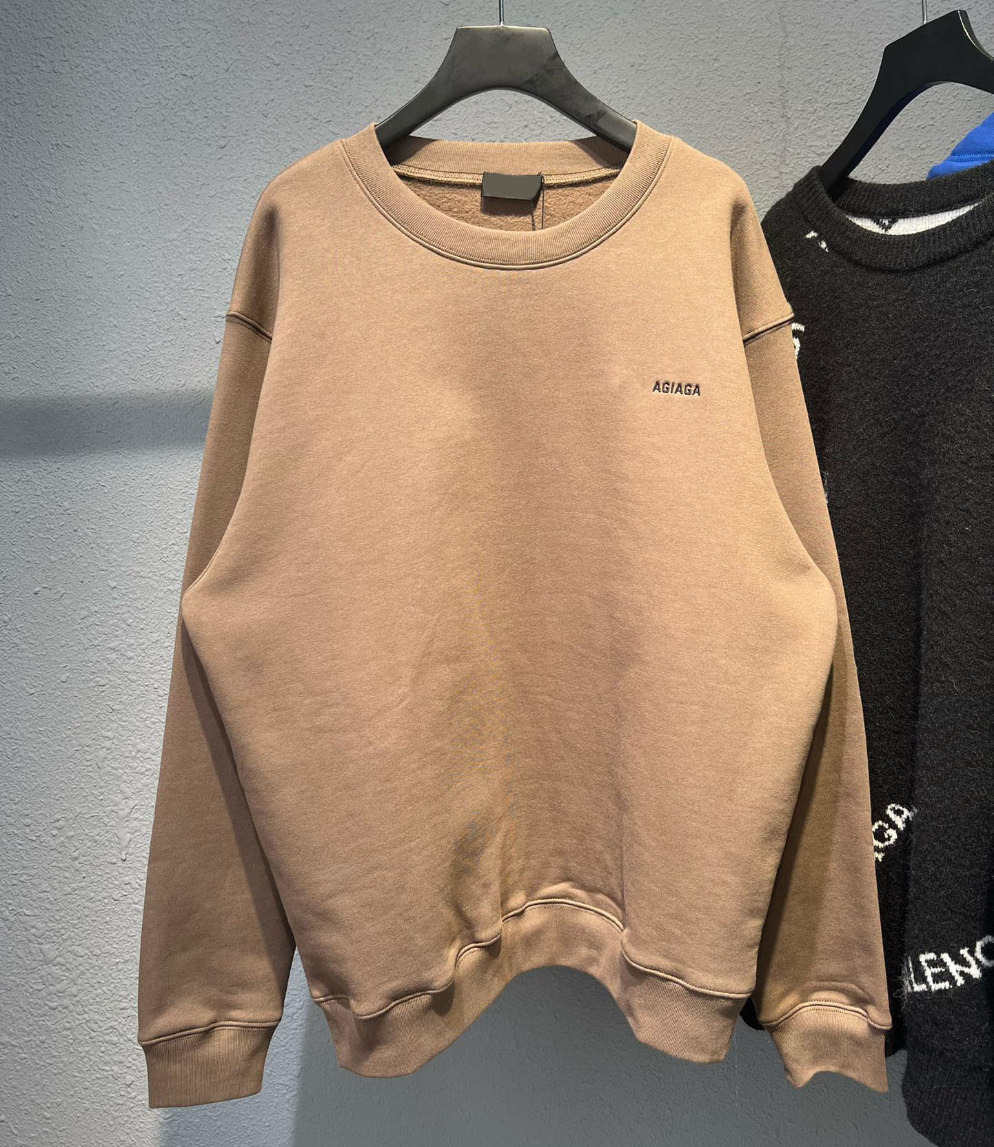 

Men's Plus Size Hoodies & Sweatshirts in autumn / winter 2022acquard knitting machine e Custom jnlarged detail crew neck cotton E577s, Brown