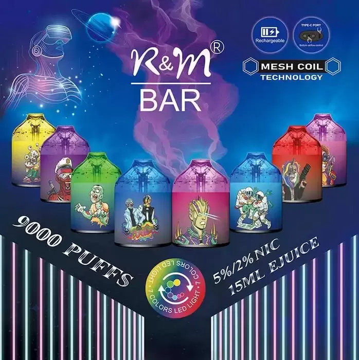 

Original R&M Bar 9000 Disposable Electronic Cigarette with Verification Code Rechargeable Cigarette 2% 5%