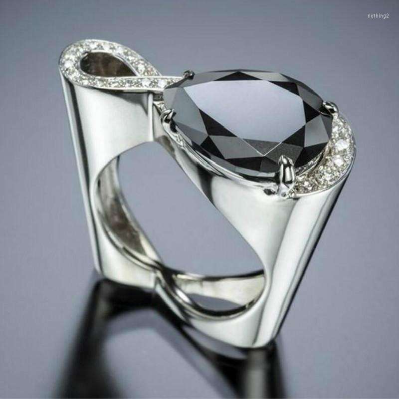 

Wedding Rings Women Ladies Unique Geometric Elegant 8 Shape Black Cubic Zirconia Stone Ring 2022 Fashion Engagement For Female