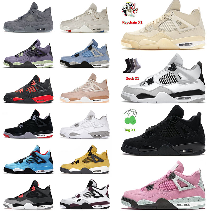 

NEW Basketball Shoes Authentic Top Jumpman Basketball Shoes 4 4s IV Sail Military Black Cat University Pink Kaws Grey Men Women Sports Sneak, D5 40-47