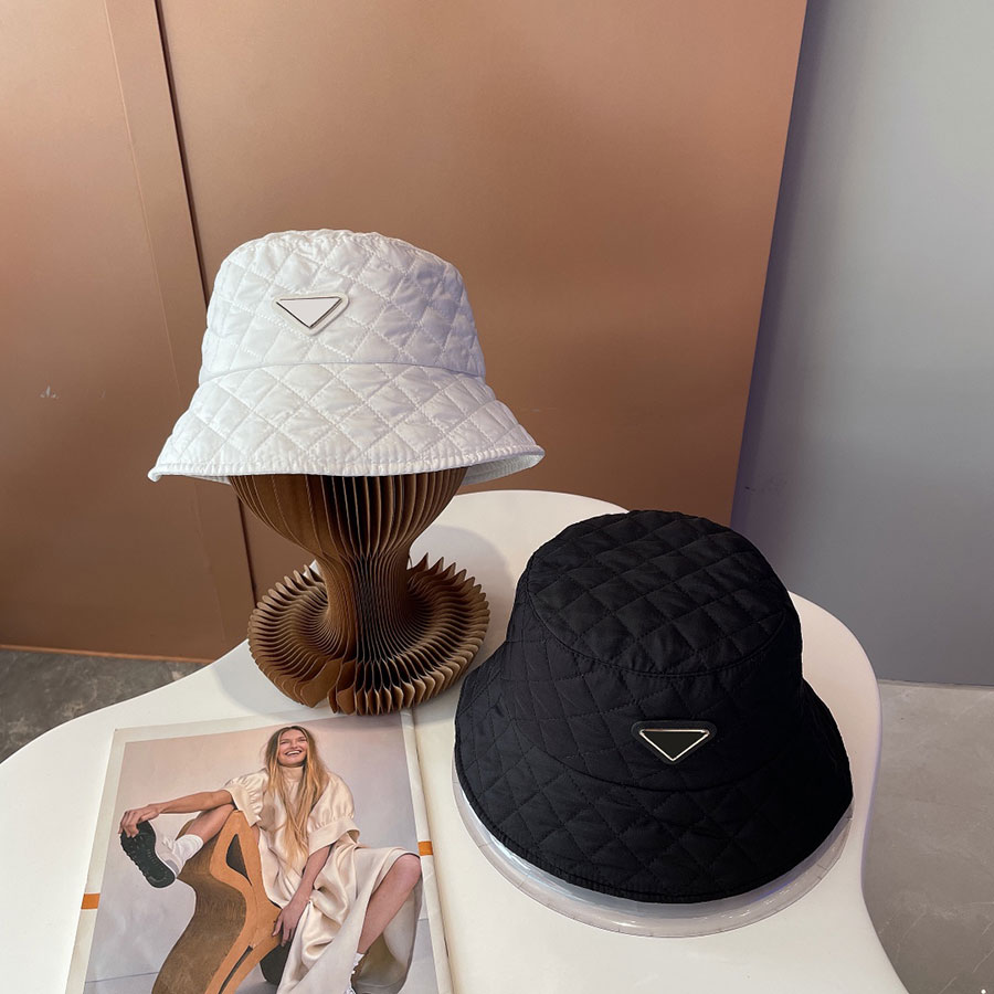 Bucket Hat Ball Cap Casual Plaid Solid Casquette Hats for Mens Woman Caps Black White