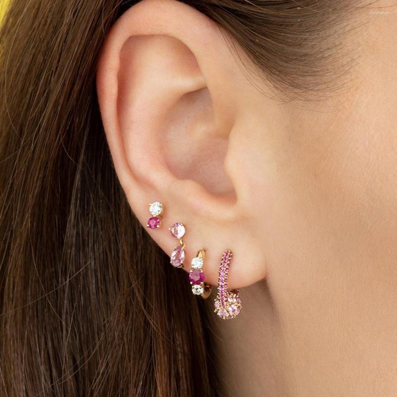 

Hoop Earrings Gold White Green Red 3 Colors Cubic Zirconia Cz Ball Small Earring 2022 Women Jewelry