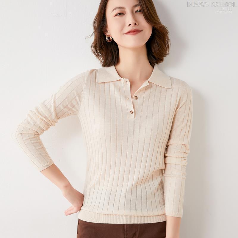 

Women' Sweaters Women' Lafarvie Collar Sweater Women Tops Buttons Casual Slim Autumn Winter Female Pullover Clothe 2022 Knitted Pull, Ivory