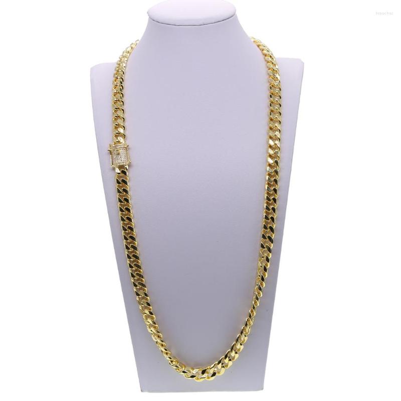 

Chains 2022 Hip Hop Bling Micro Pave Cz Buckle Miami Cuban Link Chain 70cm Wide Gold Filled Cool Boy Men Necklace Curb For