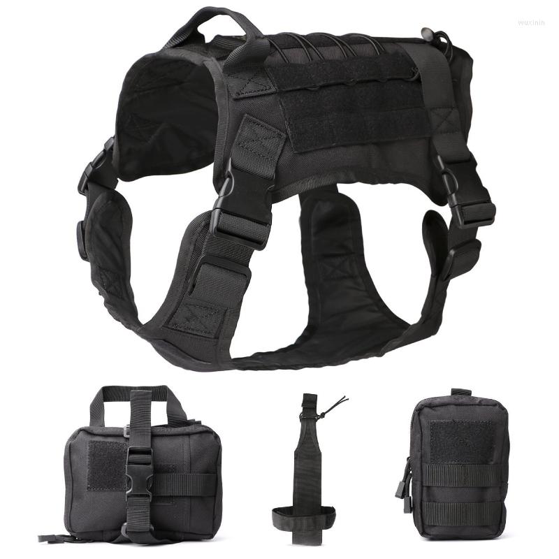 

Dog Apparel Military Tactical Harness Sets Front Clip K9 Working Pet Durable Vest For Small Large Dogs German Shepherd, Black