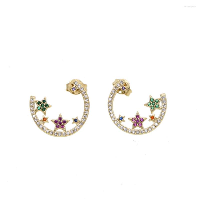 

Stud Earrings Gold Filled 2022 Christmas Gift Star Cluster Cz Earring For Women Girl Geometric Delicate Ear Jewelry