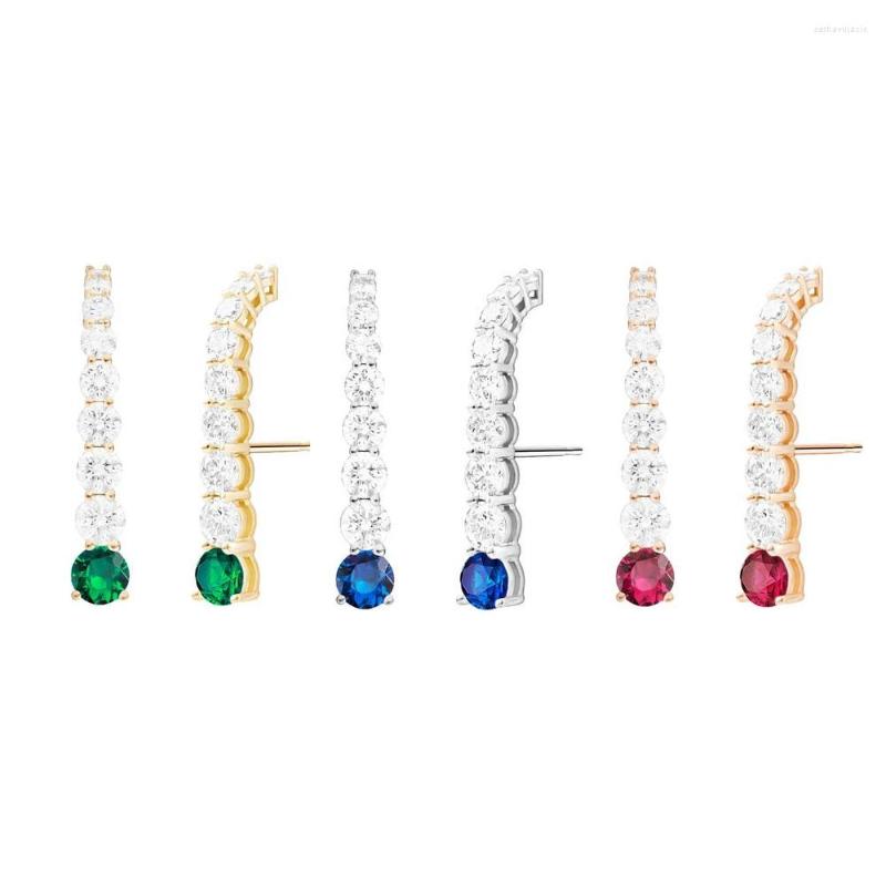 

Stud Earrings Sparking Bling Cubic Zirconia Jewelry Gold Color Fashion Women Geometric Cz Long Bar Earring