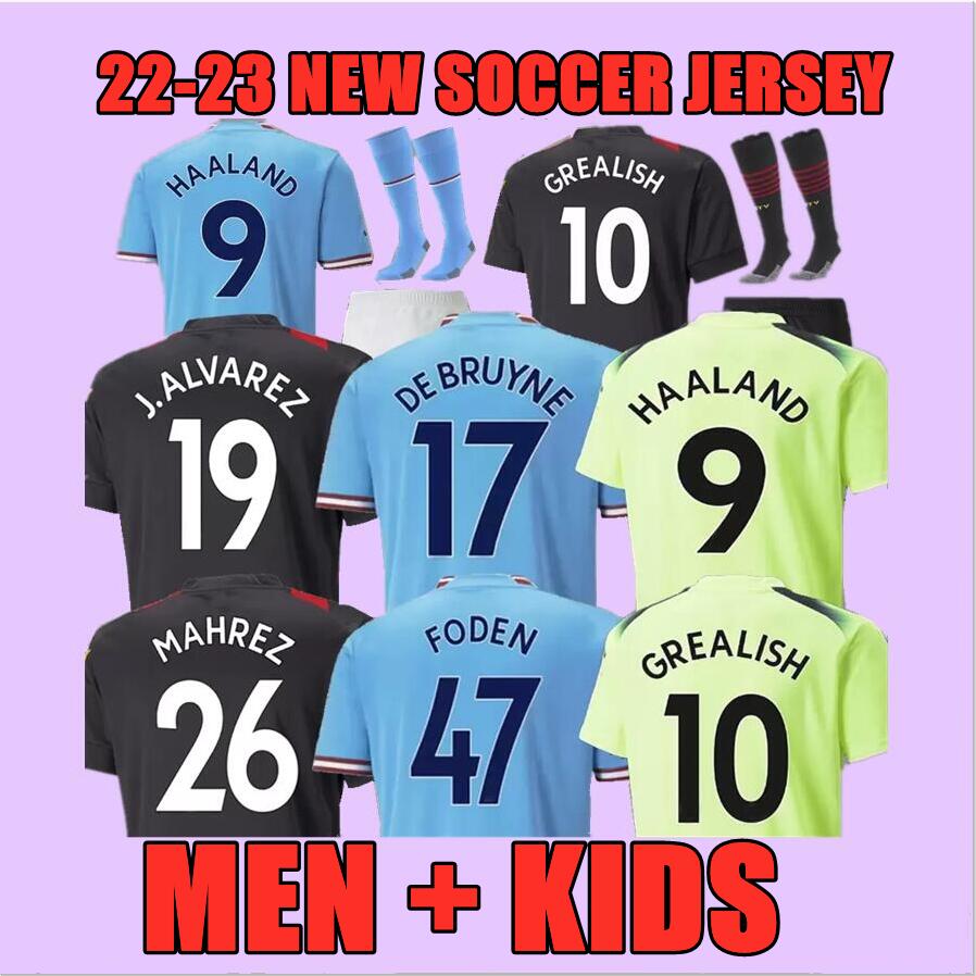 

2022 2023 DE BRUYNE Soccer Jerseys 93 20 Anniversary HAALAND FODEN GREALISH MAHREZ football shirt BERNARDO STERLING 22 23 CARSON MANS CITIES kits Kids Equipment