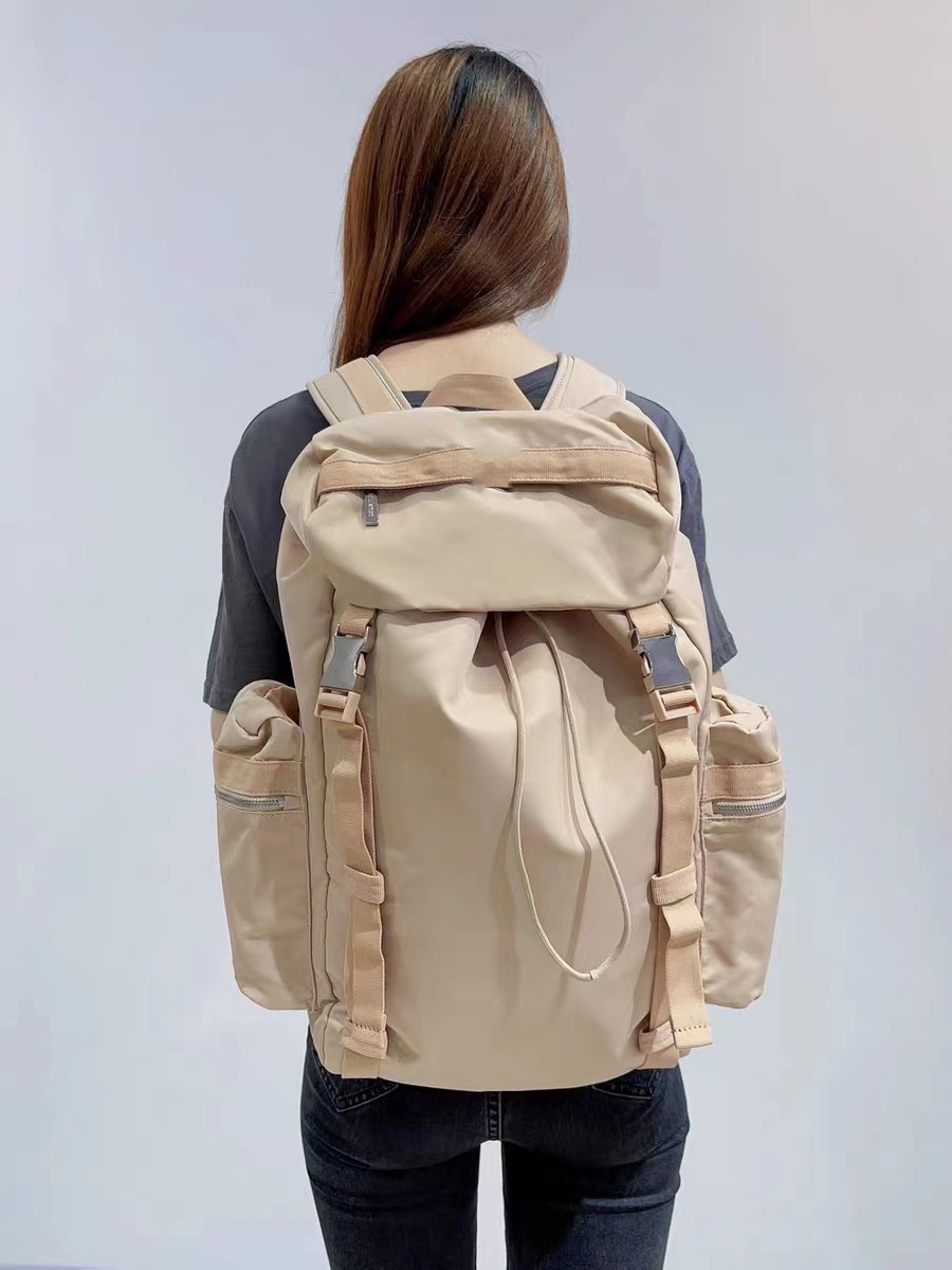 

Lu wunderlust Yoga Bags front clip Large Capacity Multifunctional Fitness All Night Festival Bag 25L Urban Backpack with Brand Logo belts bag, Cream