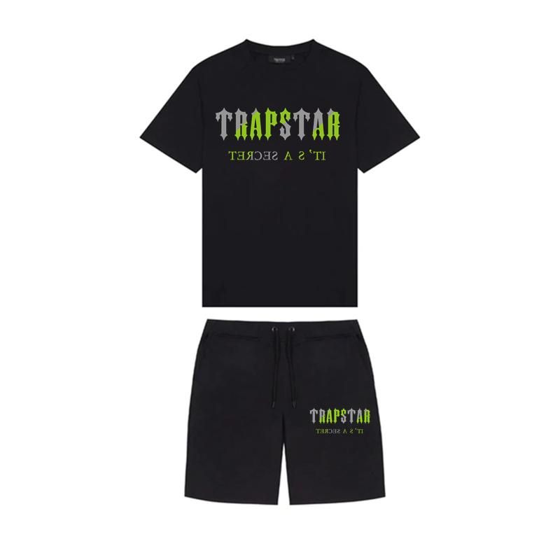 

Men's T-shirts Summer Trapstar Printed Cotton T-shirt Men Beach Shorts Sets Streetwear Tracksuit Sportswear Sq