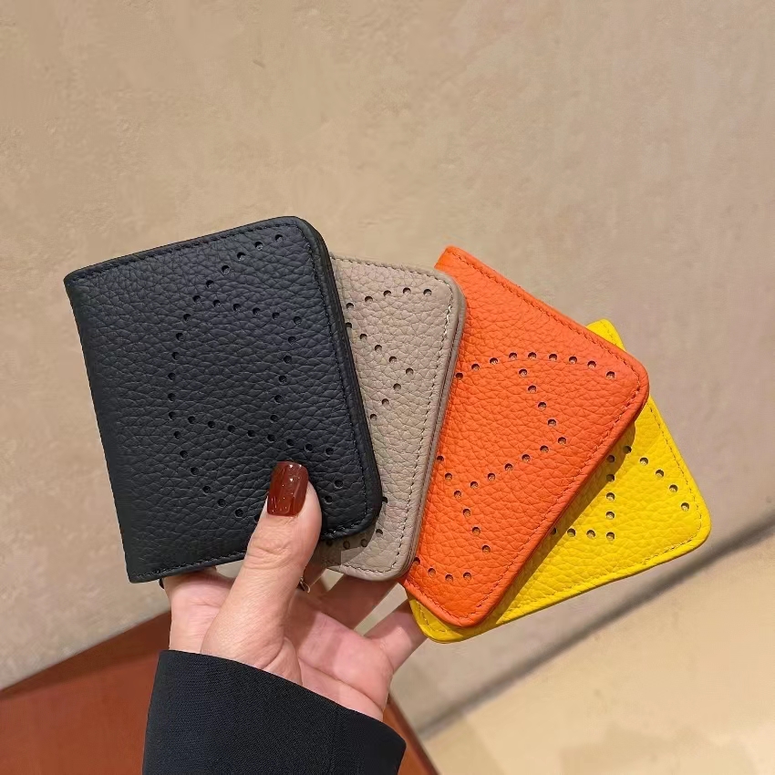 

Wallets men's and women's H home high-end purses for men Togo leather handmade fashion wallet short hollow out multi-functional mini card bag, Customize