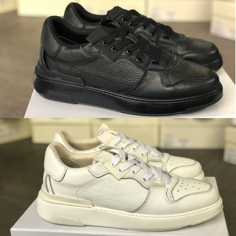 

2020 Latest Men WING Leather Low-top Sneakers Black White Real Leather Trainers Designer Men shoes Top Quality Vintage Sneaker with Box NO72, Color 1
