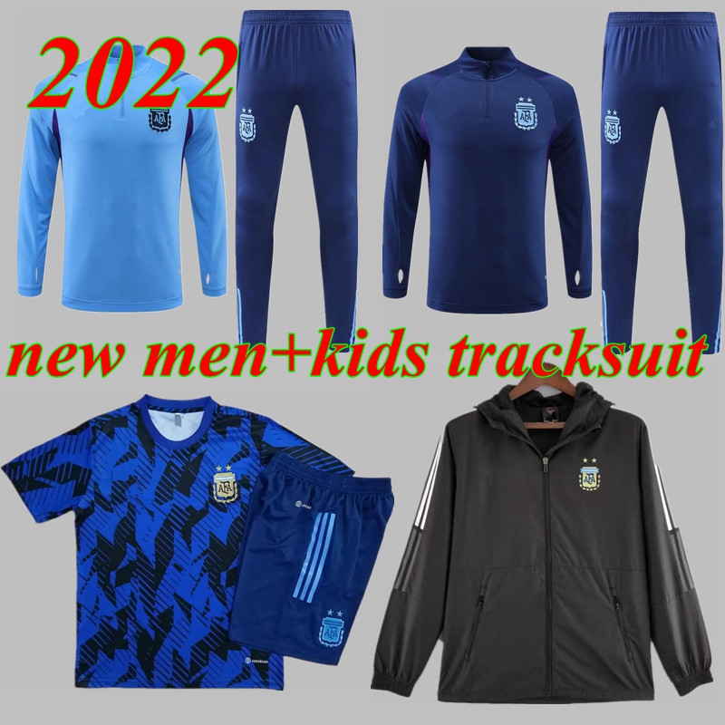 

2022 2023 Argentina soccer jersey training suit Maradona tracksuit 22 23 Men Kids football uniform windbreaker the short long sleeves, Adult traing