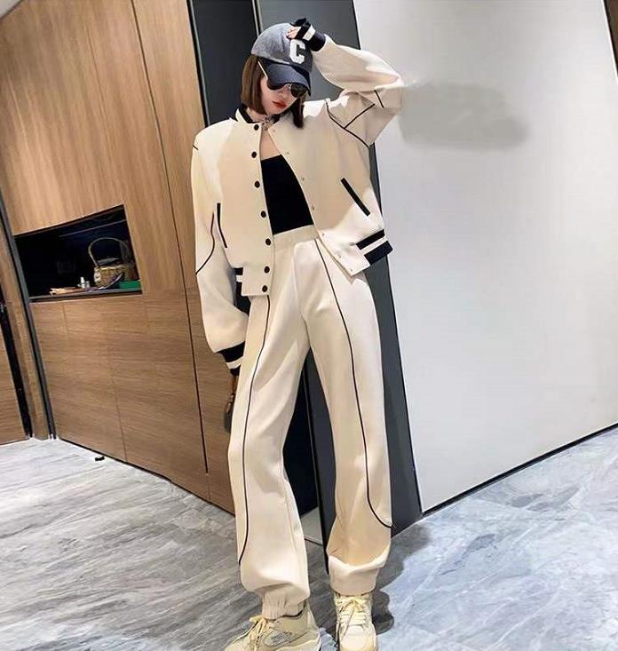 

New Women's Two Piece Pants Casual Suits Designers Jackets Coats For Women Long Sleeve Zipper Jacket Cool Girls Streetwear Womens Clothing Set A02, Multi