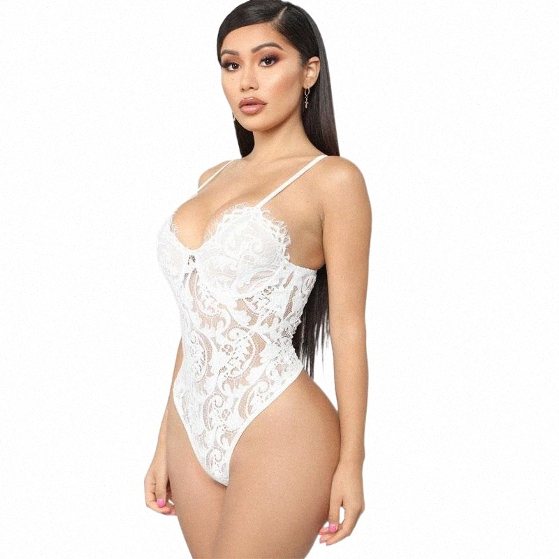

women's Jumpsuits & Rompers Ziamonga Women Body 2021 Sexy See Through Sheer Mesh Lace Bodysuit Sleeveless Black Feminino Short Overalls B8H9#, S4497 black