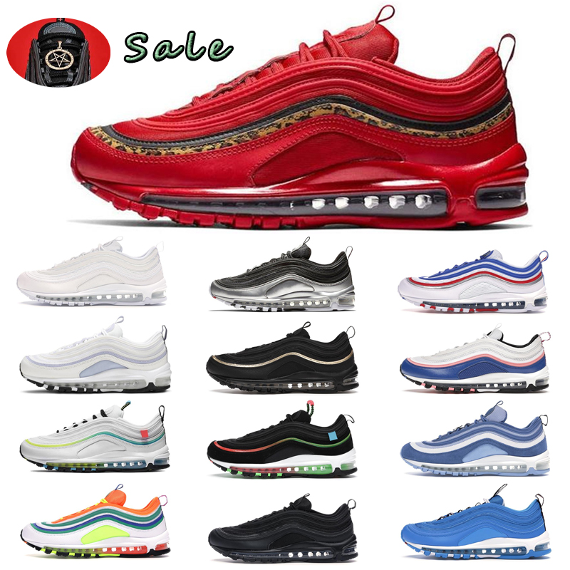 

OG 97 Running Shoes Mens Women 97s Triple Black White Red Jesus Reflective Bred Wotherspoon Trainers Sneakers, #1 triple black