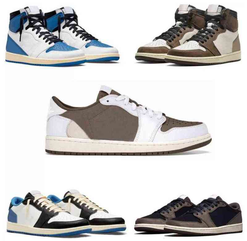 

Authentic Travis 1 High OG Military Blue Shoes Fragment Cactus Jack Saturn Gold Baroque Brown Men Women Scott 1S Dark Mocha Reverse