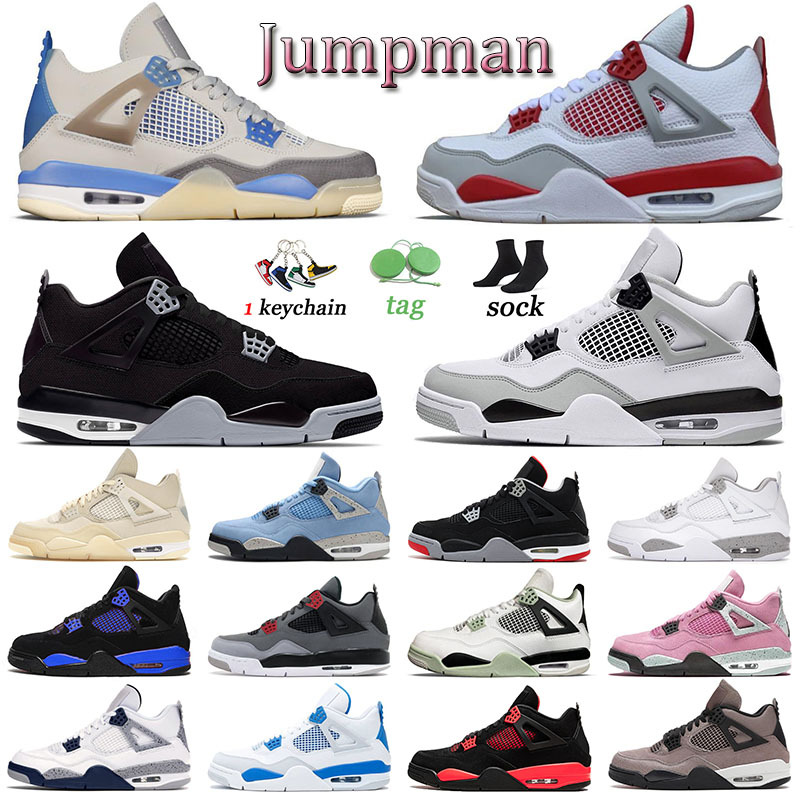 

Jorden 4 With Box Jumpman Basketball Shoes J4 Black Cats 4s Trainers Men Women Offs White Oreo Red Thunder Scarpe Sneakers jorda jorden, 40-47 black canvas