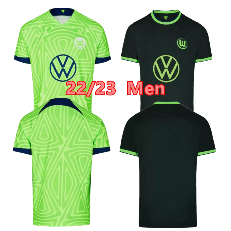 

22/23 Wolfsburg soccer jersey 2022 Home GINCZEK STEFFEN shirts Away ROUSSILLON MEHMEDI MBABU BROOKS ARNOLD WEGHORST football uniform, Black