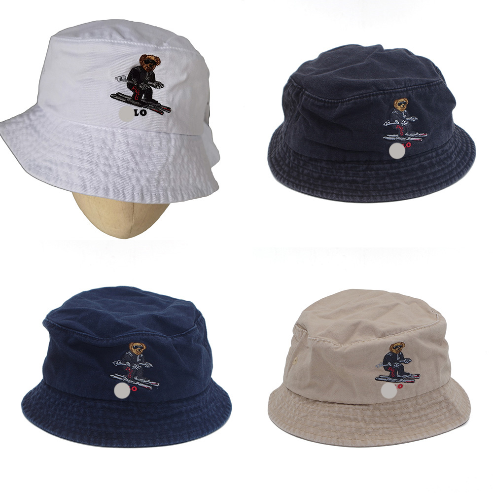 

Bucket hat Men Women 4 Colors Embroidery Bucket Hat Ski Bear Beach Bear Casual Cap Vintage Cap New With Tag Wholesale, White