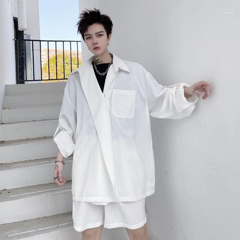 

Men' Casual Shirts Men' Long-Sleeve Shirt Suit Spring And Autumn Korean Version Of Japanese Retro Large Size Shorts, Black