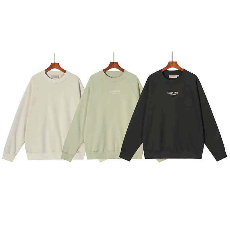 

Round Neck Sweatshirt Fashion Brand Essentailss Letter Loose Casual T-shirt Fog Men' and Women' Couple Hooded Short sleeve Running Top Athletic Wear 494P, Black