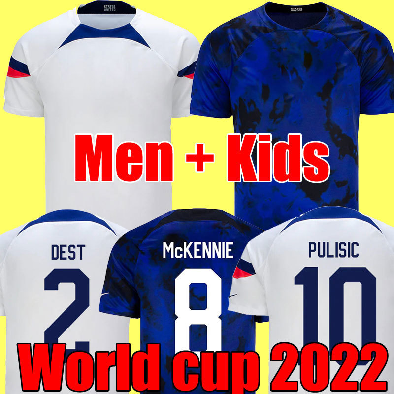 

America World Cup Pulisic Tees Soccer Shirt Tops USAS Dest Aaronson Camiseta Mckennie 2022 Fussball Trikot Morgan Lloyd Maillot 2023 United States Kid Football Kit, 2022 world cup away