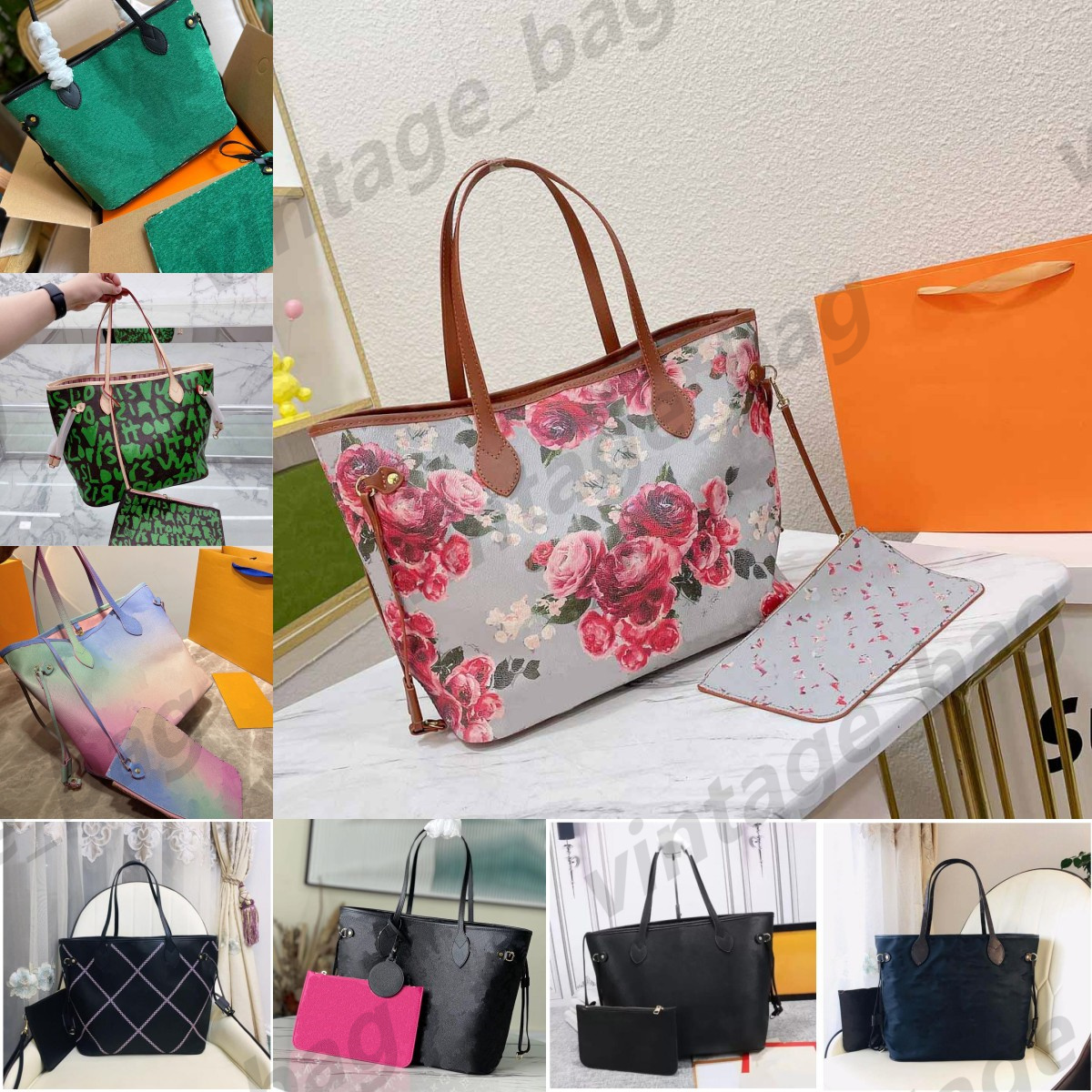 

22 Shopping Full MM Tote bag Shoulder Purse Nicolas Ghesquiere Garden Econyl re-nylon Denim pastel kaki Match graffiti 2set wallet M45852 N41605 M41177 M45685 M59859