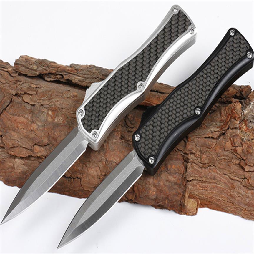 

Angela AUTO Tactical Knife D2 Spear Point Satin Blade Carbon Fiber 6061-T6 Handle EDC Pocket Knives2958