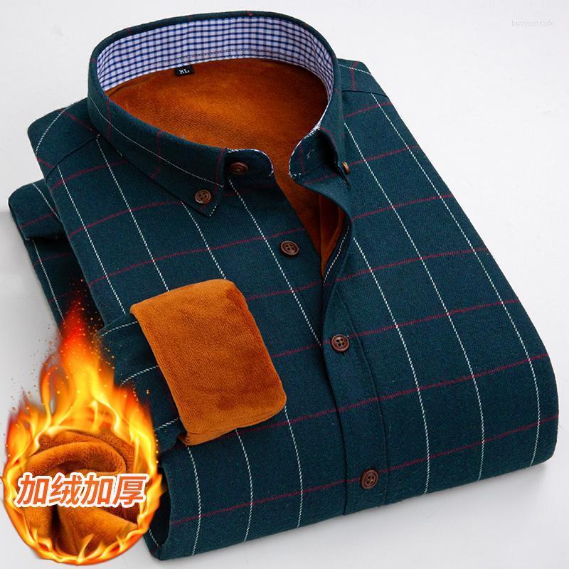 

Men's Casual Shirts Men's Men Large Size Flannel Plus Velvet Thick Warm 2022 Plaid Long Sleeve Pocket Winter, White