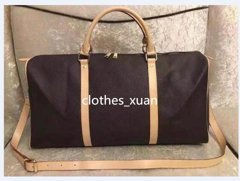 

Designer Duffel Totes bags luxury men luggage travel bag pu leather handbags large tote 55cm, Black grid