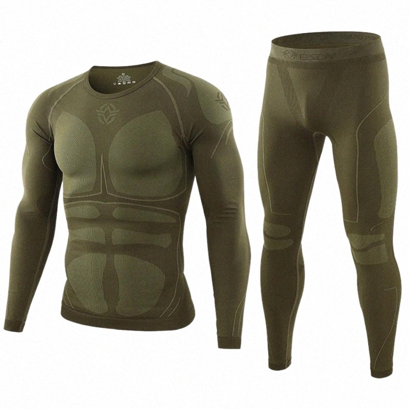 

men's Thermal Underwear Winter Top Quality Thermo Cycling Clothing Sets Compression Training Male Clothin O6UO#, Black