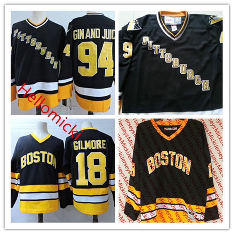 

college wearMens Snoop Doggy Dogg #94 GIN AND JUICE Pittsburgh Penguins Jerseys Stitched Black #18 Happy Gilmore Boston Bruins Film Hockey J, 18 happy gilmore