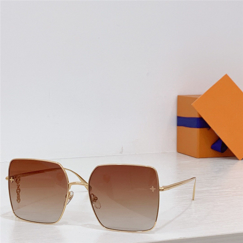 New fashion design sunglasses 1714 square metal frame popular and simple style high end uv400 protection glasses with metal decorative chain