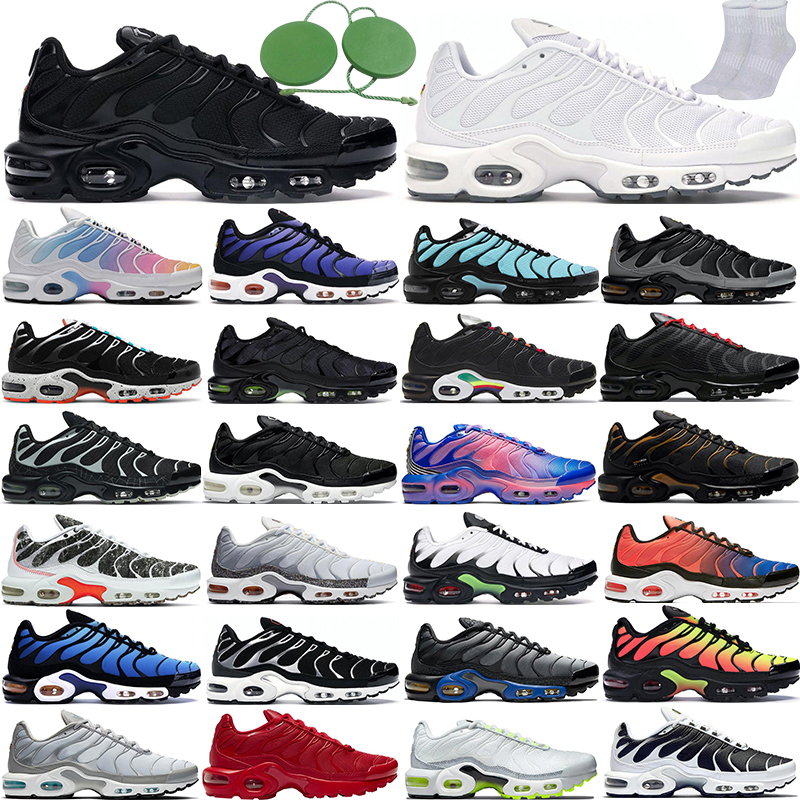 

Wholesale Plus Running Shoes Tn For Mens Womens triple black white reflective blue pink metallic pewter rainbow voltage purple wolf grey Trainers Sneakers, Hyper blue 40-45