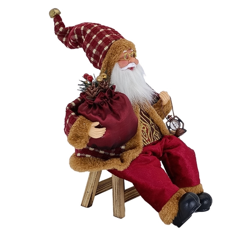 

Christmas Decorations 69HF 14'' Sitting Santa Claus Figurines Christmas Figure Decorations Hanging Xmas Tree Ornaments Santa Doll Toy Collectible 220921