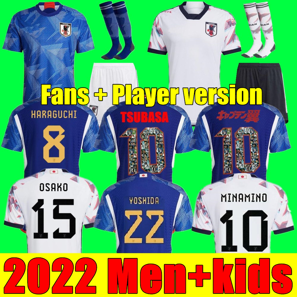 

Japan 2022 Soccer Jersey home away MINAMINO OSAKO NAGATOMO YOSHIDA HARAGUCHI ATOM 2023 Japanese 22 23 child Football Shirt HONDA men Women set kids kit Player version