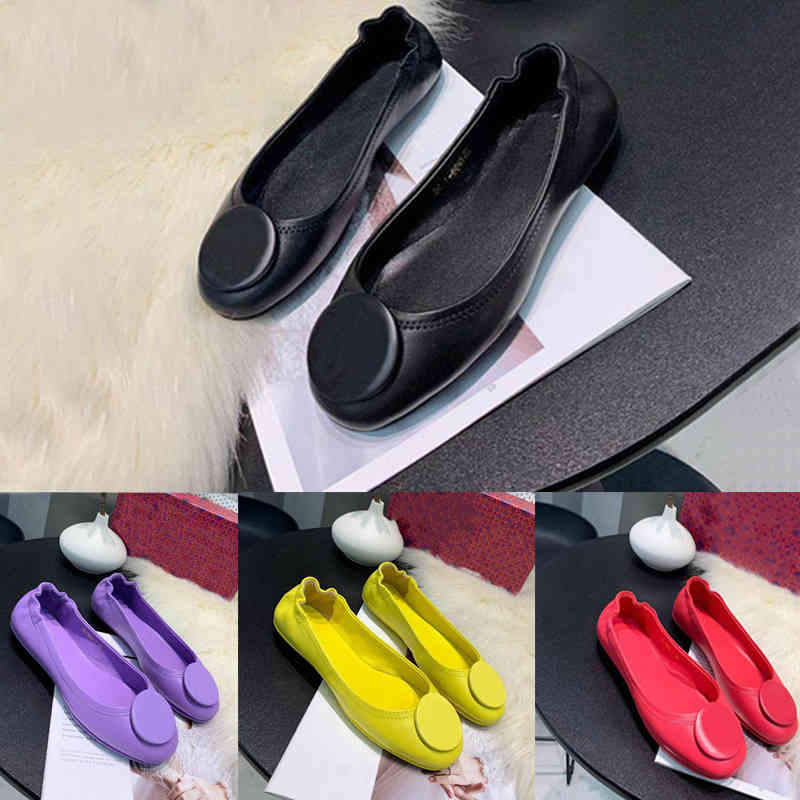 Chaussures décontractées designer Robe Ballerines Printemps Automne 100% peau de mouton Boucle en métal mode femme Flat Egg roll bateau chaussure