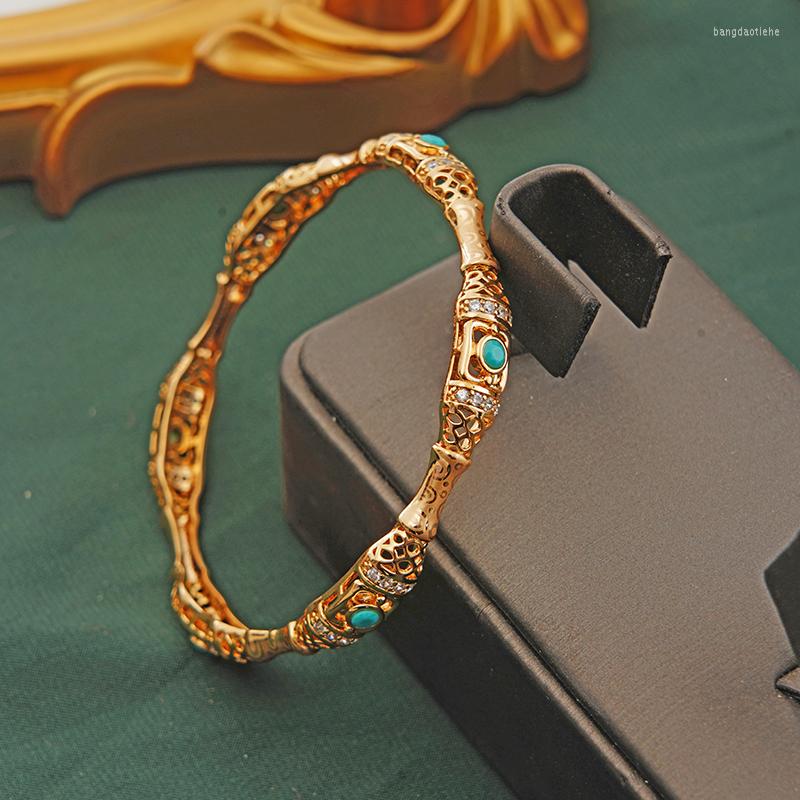 

Bangle Arabian Dubai Wedding Bridal Bracelet Robe Cuff Copper Material Gold Plated Female Birthday Party Gift