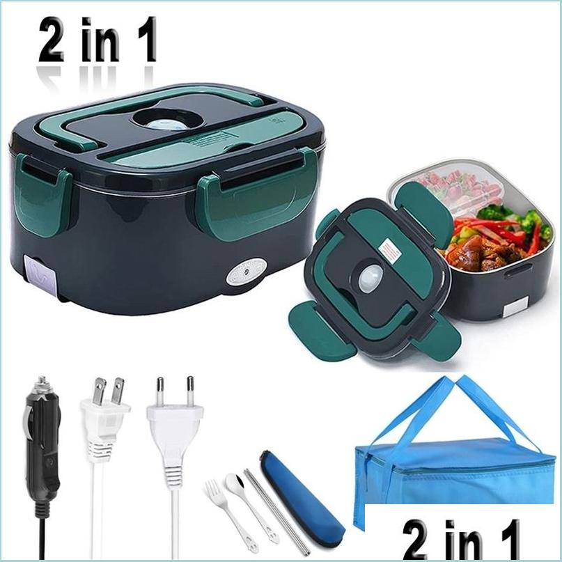 

Lunch Boxes Dual Use 220V 110V 24V 12V Electric Heated Lunch Box Stainless Steel School Car Picnic Food Heating Heater Warmer Contain Dhafv