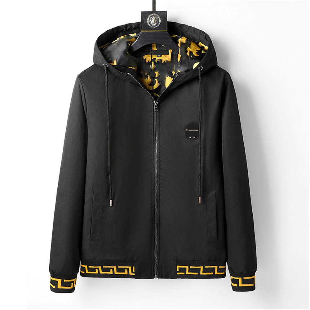 

Men's jacket black head thread brand street hip hop waterproof windproof motorcycle hoodie zipper trench coat in a variety of styles3XL 2XL