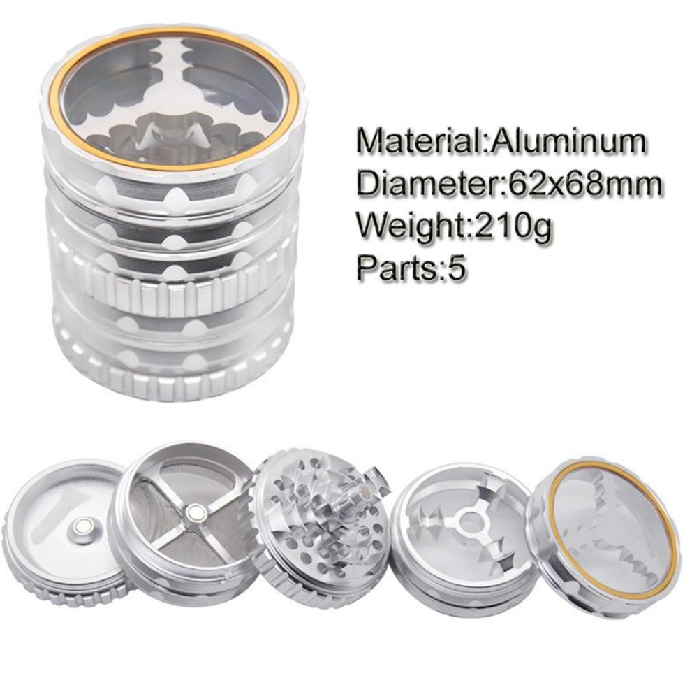 

2.5 Inches 5 layers Herb grinders accessories Aluminum Alloy grinders Spice Mill Crusher smoking accessories Manual tobacco grinder