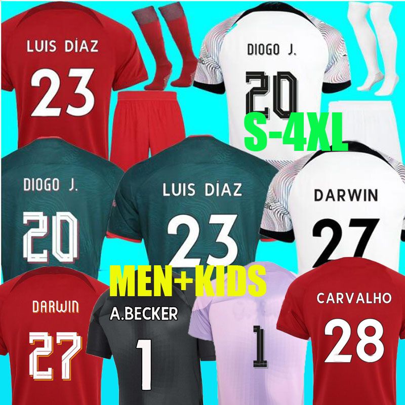 

22 23 soccer jerseys season home away 3rd DARWIN 2022 2023 Mohamed Diogo Luis DIaz Alexander Arnold football kit shirts men kids A.BECKER size s-4xl long sleeve women, Gk