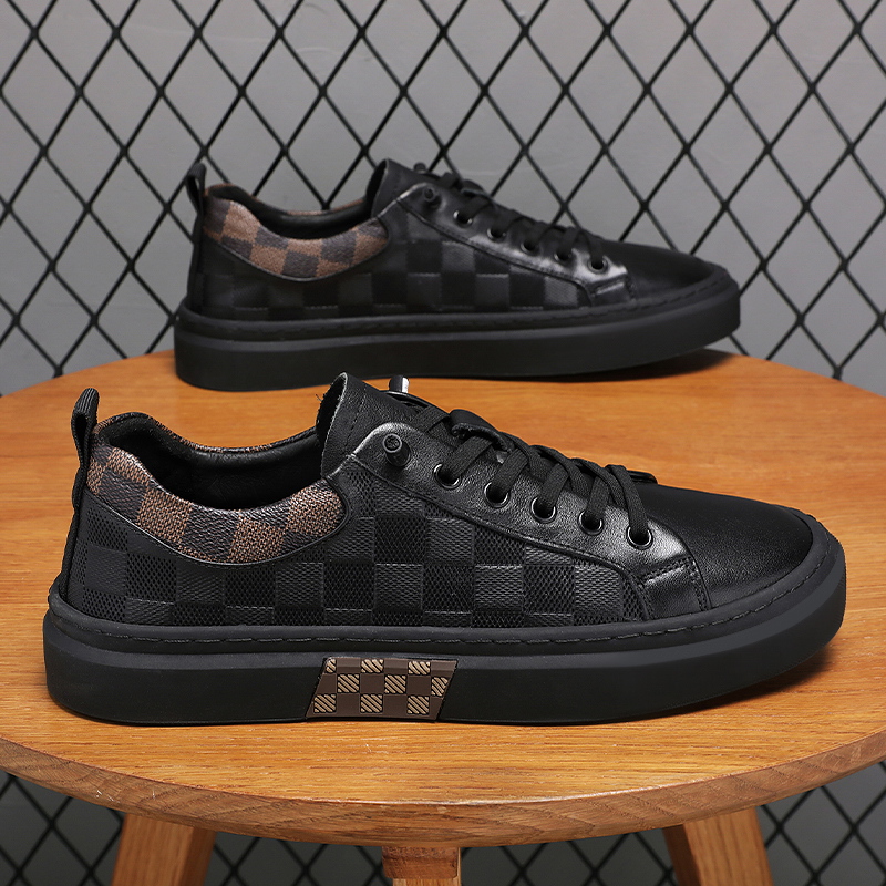 British Style Casual Shoes Men Shoes Fashion Color-blocking PU Classic Round Toe Flat Heel Wingtip Lacing Outdoor Daily All-match AD170