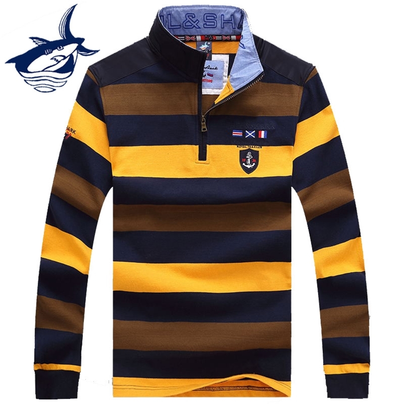 Men's Sweaters Arrival Smart Casual Knitted Wear Men Brand Tace Shark Stand Collar Half Zipper Striped Pullovers Warm 220920