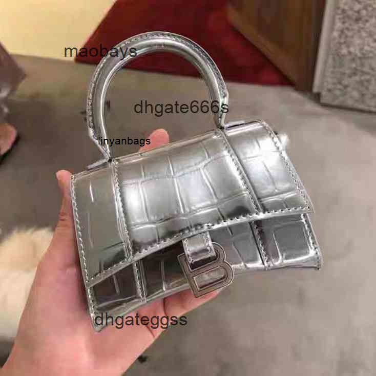 

balencaigass Handbags Italy new Hourglass Bags Handbag All silver hourglass mini bag Luxury handbag MTLY