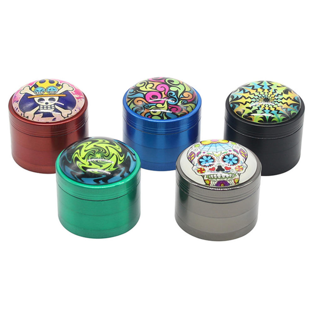

52mm 4 Layers Herb Grinder smoking accessories Crusher Crystal cover Tobacco Zinc alloy Cigarette Machine Scraper tobacco grinders