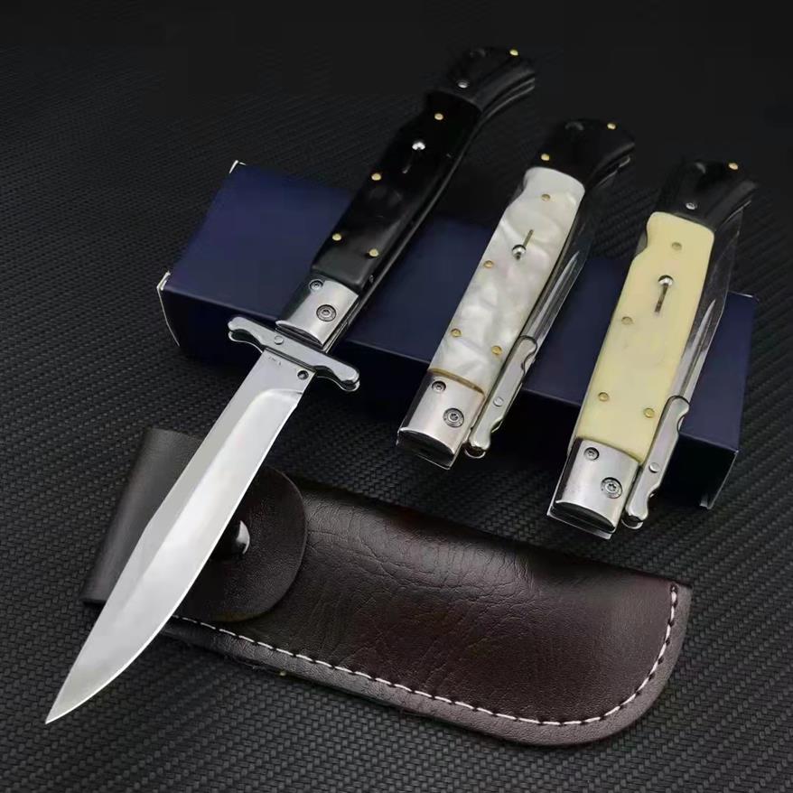 

New Arrival 11 inch Italian mafia Automatic knife Single action Tactical knifes 440C Blade Resin Handle EDC Hunting Pocket knives 2814