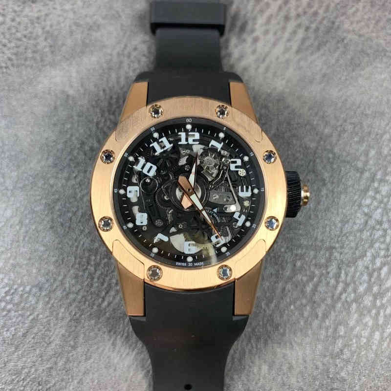 

Luxury Wristwatch Richa Milles Business Leisure Rm63-01 Automatic Machinery Fine Steel Case r Watch Tape Men's Watch Watches, Black