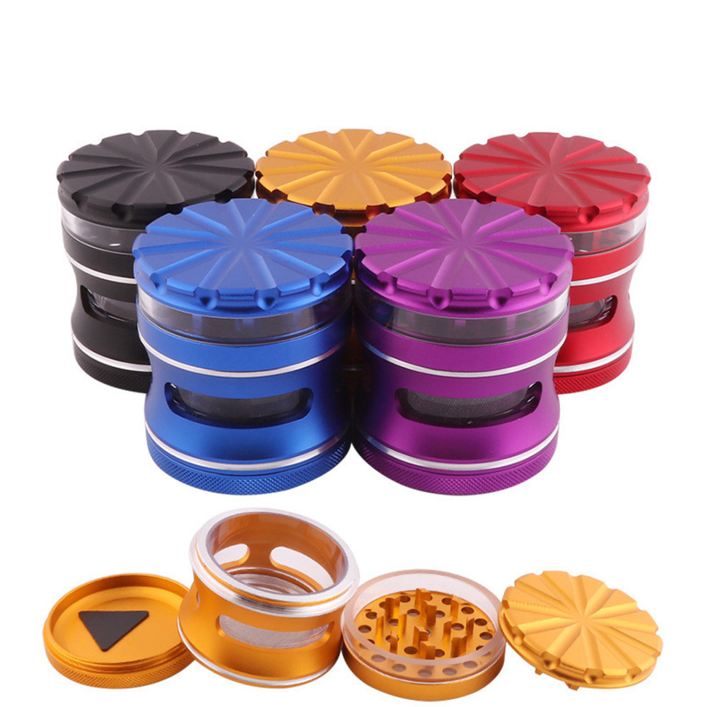 

63mm 4 Layers Herb Grinder smoking accessories Cali Crusher Tobacco Herbs Aluminum alloy Grinders Tobacco Machine Scraper with Gift Box